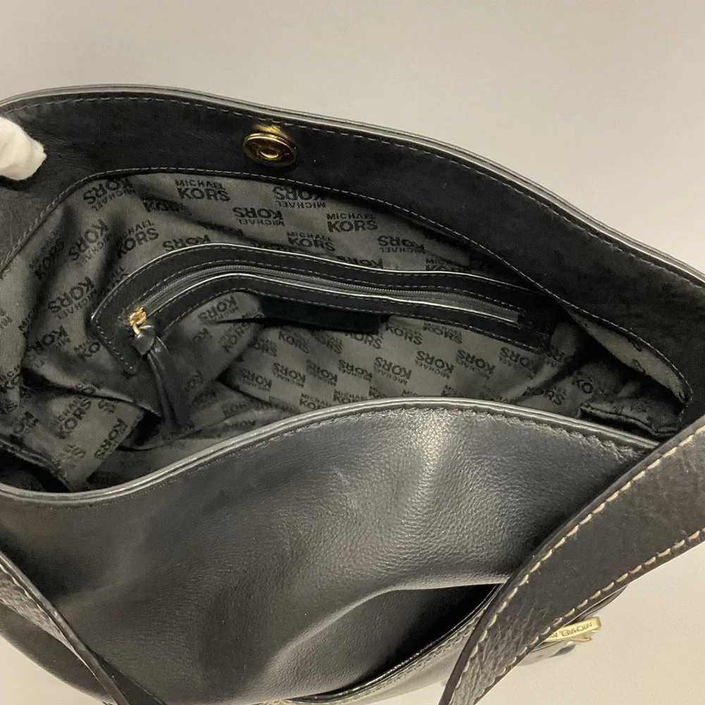 Michael Kors Black Shoulder Bag with Buckle Accents - Picture 7 of 11